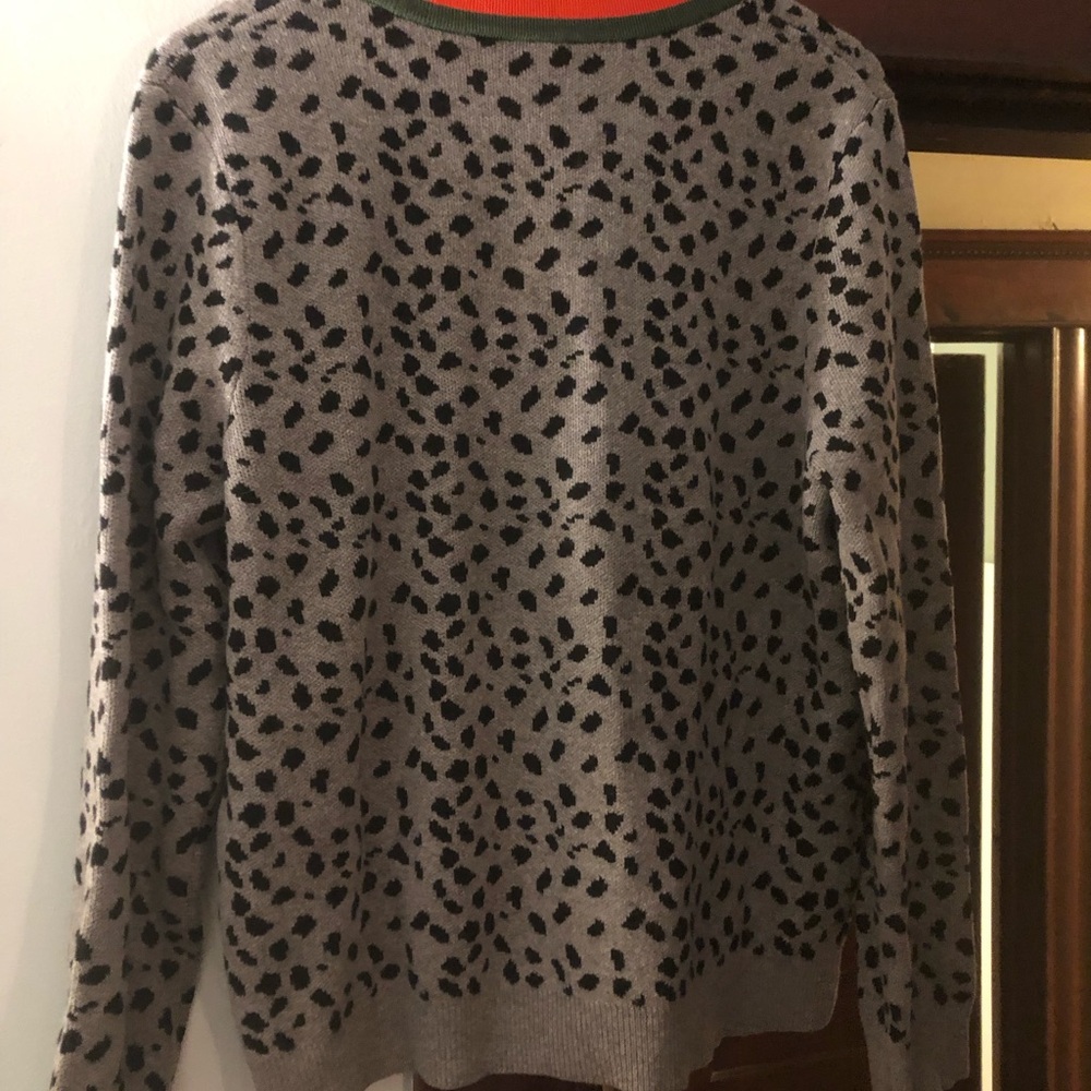 KULE Gray Leopard Print Cardigan Sweater cotton rayon - Picture 2 of 5
